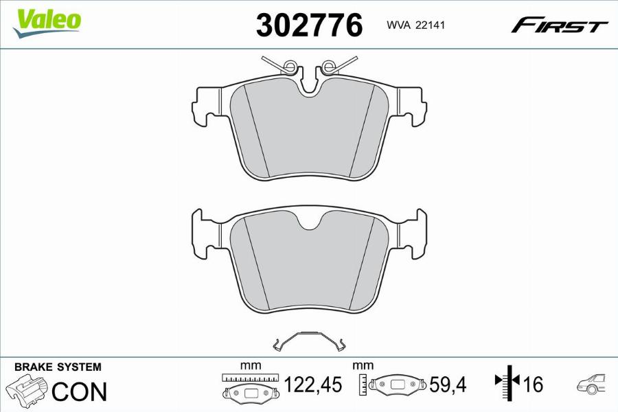 Valeo 302776 - Bremžu uzliku kompl., Disku bremzes www.autospares.lv