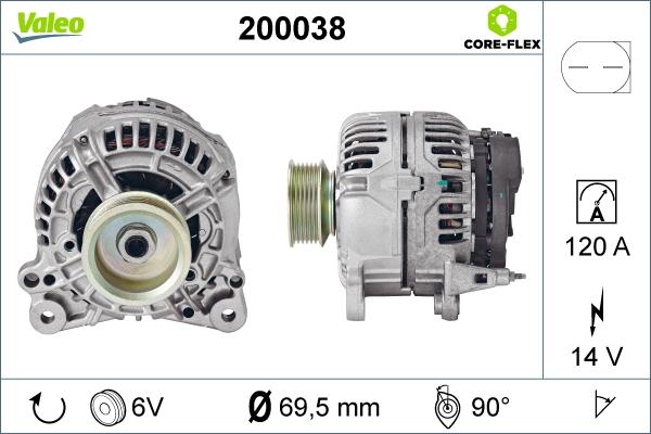 Valeo 200038 - Ģenerators autospares.lv