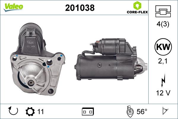 Valeo 201038 - Стартер www.autospares.lv