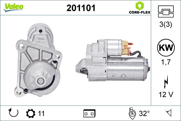 Valeo 201101 - Стартер www.autospares.lv