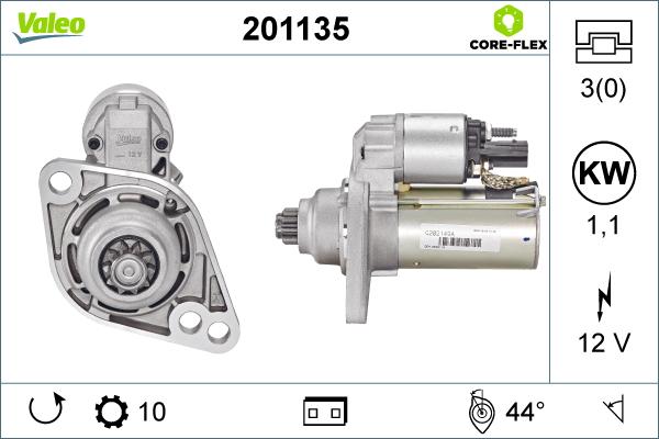 Valeo 201135 - Стартер www.autospares.lv