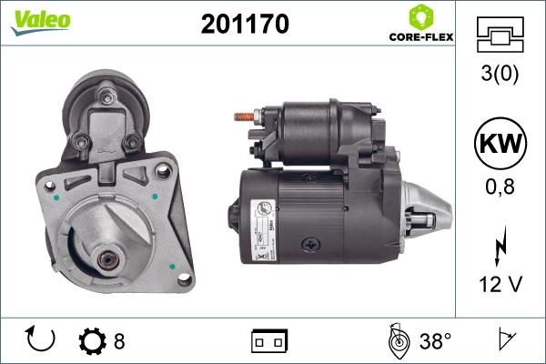 Valeo 201170 - Стартер www.autospares.lv