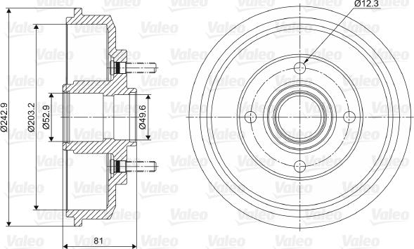 Valeo 237012 - Bremžu trumulis www.autospares.lv