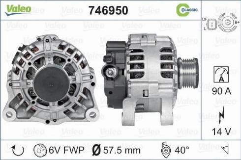 Valeo 746950 - Генератор www.autospares.lv