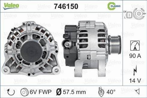 Valeo 746150 - Генератор www.autospares.lv