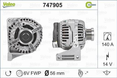 Valeo 747905 - Генератор www.autospares.lv