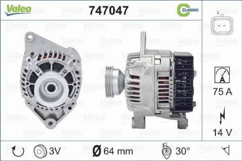 Valeo 747047 - Генератор www.autospares.lv