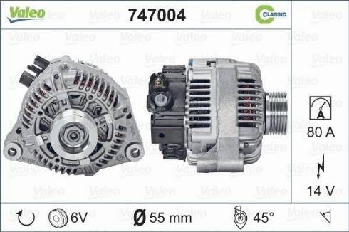 Valeo 747004 - Генератор www.autospares.lv