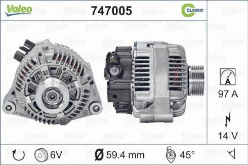 Valeo 747005 - Alternator www.autospares.lv