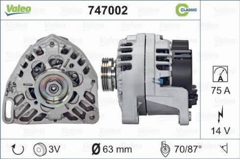 Valeo 747002 - Alternator www.autospares.lv