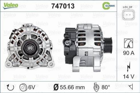 Valeo 747013 - Генератор www.autospares.lv