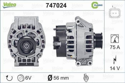 Valeo 747024 - Генератор www.autospares.lv