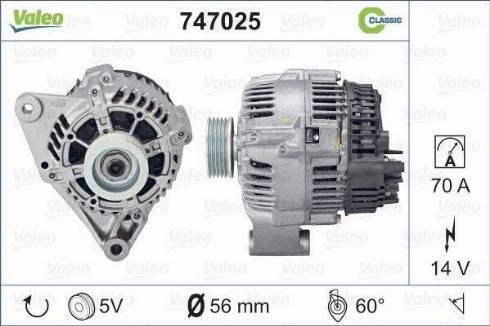 Valeo 747025 - Генератор www.autospares.lv