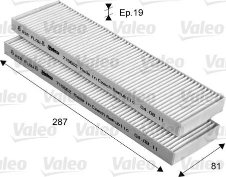 Valeo 715662 - Filtrs, Salona telpas gaiss www.autospares.lv