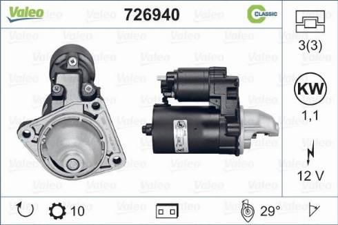 Valeo 726940 - Стартер www.autospares.lv