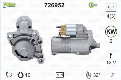 Valeo 726952 - Starteris autospares.lv