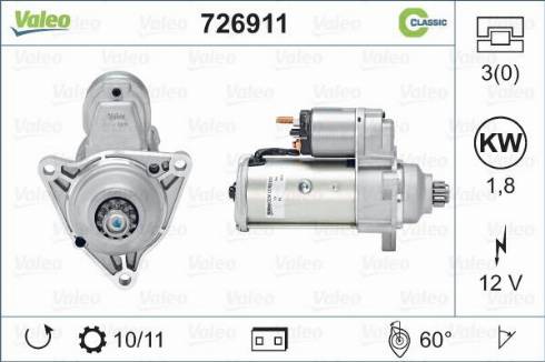 Valeo 726911 - Стартер www.autospares.lv