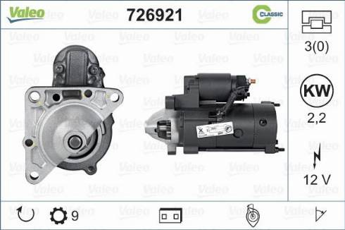 Valeo 726921 - Стартер www.autospares.lv