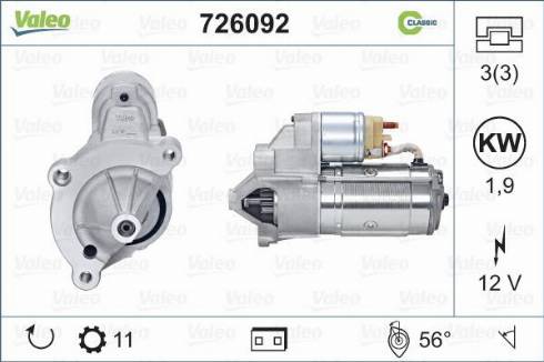 Valeo 726092 - Стартер www.autospares.lv