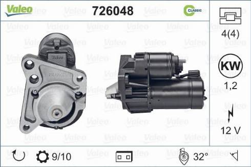 Valeo 726048 - Starteris autospares.lv