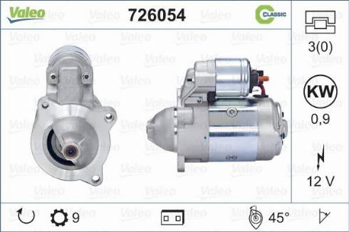 Valeo 726054 - Стартер www.autospares.lv