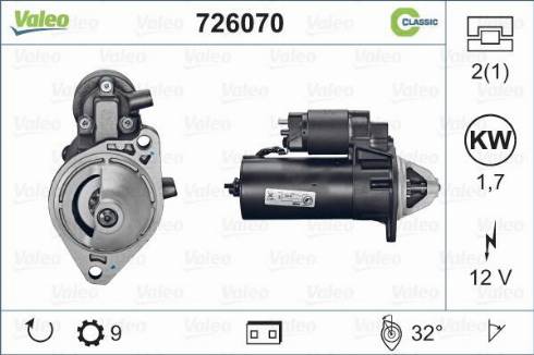 Valeo 726070 - Стартер www.autospares.lv