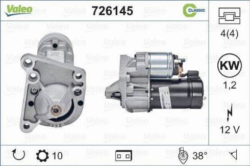 Valeo 726145 - Стартер www.autospares.lv