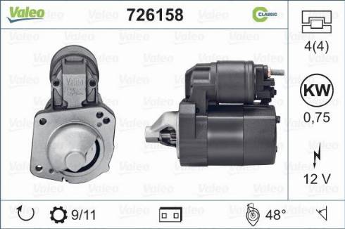 Valeo 726158 - Стартер www.autospares.lv