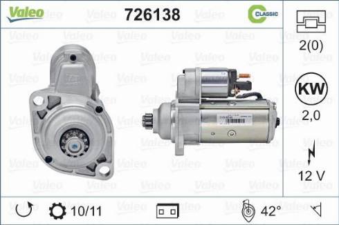 Valeo 726138 - Стартер www.autospares.lv