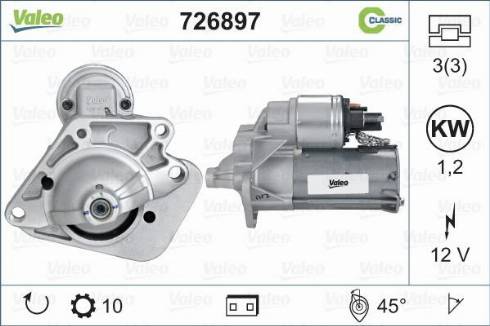 Valeo 726897 - Стартер www.autospares.lv