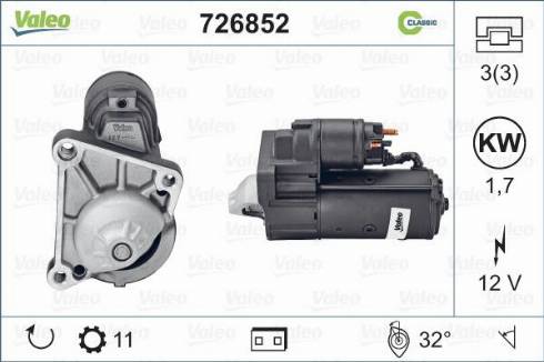 Valeo 726852 - Стартер www.autospares.lv