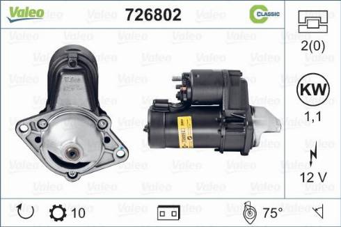 Valeo 726802 - Стартер www.autospares.lv