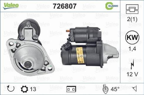 Valeo 726807 - Стартер www.autospares.lv