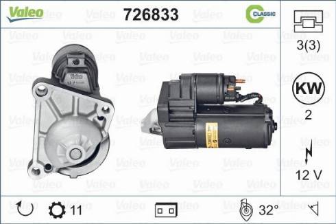 Valeo 726833 - Стартер www.autospares.lv