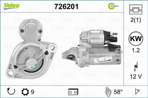 Valeo 726201 - Стартер www.autospares.lv