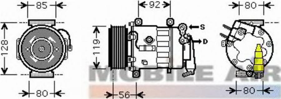 Van Wezel 4000K329 - Kompresors, Gaisa kond. sistēma www.autospares.lv