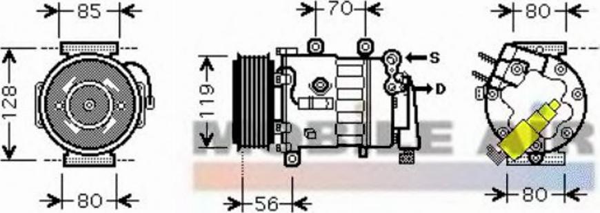 Van Wezel 4000K324 - Kompresors, Gaisa kond. sistēma www.autospares.lv