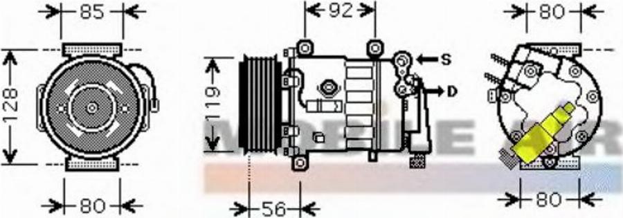 Van Wezel 4000K328 - Kompresors, Gaisa kond. sistēma www.autospares.lv