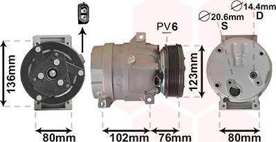 Van Wezel 4300K069 - Kompresors, Gaisa kond. sistēma www.autospares.lv