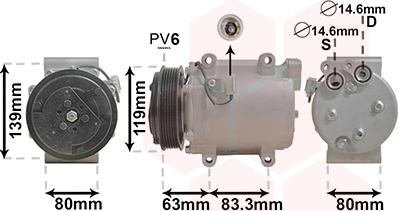 Van Wezel 5900K121 - Compressor, air conditioning www.autospares.lv