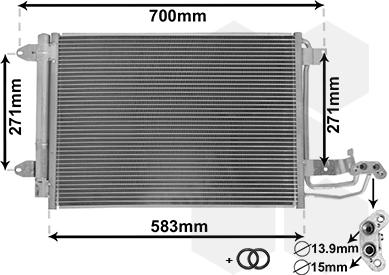 Van Wezel 58005209 - Kondensators, Gaisa kond. sistēma www.autospares.lv