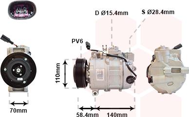 Van Wezel 5800K265 - Compressor, air conditioning www.autospares.lv