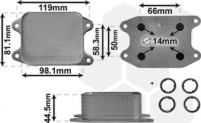 Van Wezel 58013703 - Eļļas radiators, Motoreļļa www.autospares.lv