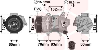 Van Wezel 5300K627 - Kompresors, Gaisa kond. sistēma www.autospares.lv