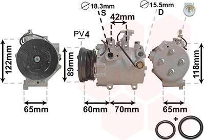 Van Wezel 5200K125 - Kompresors, Gaisa kond. sistēma www.autospares.lv