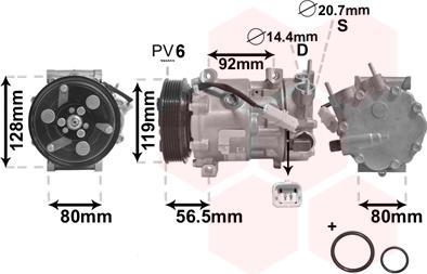 Van Wezel 0900K242 - Kompresors, Gaisa kond. sistēma www.autospares.lv