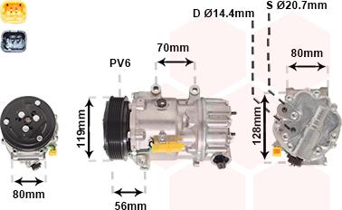 Van Wezel 0900K256 - Kompresors, Gaisa kond. sistēma www.autospares.lv