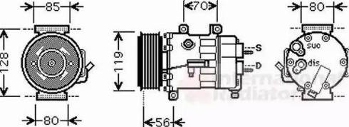 Van Wezel 0900K250 - Kompresors, Gaisa kond. sistēma autospares.lv