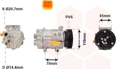 Van Wezel 0900K253 - Kompresors, Gaisa kond. sistēma www.autospares.lv