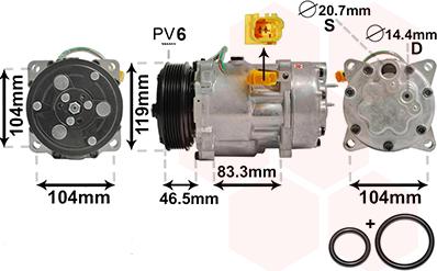 Van Wezel 0900K201 - Kompresors, Gaisa kond. sistēma www.autospares.lv